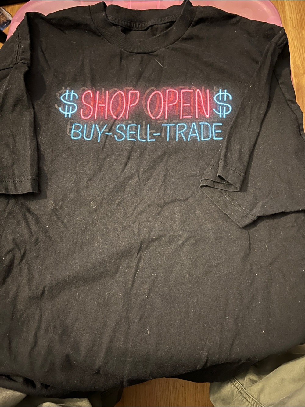 Men's “Resellers” Black Graphic Tee with Neon 'Shop Open' Print 2XL